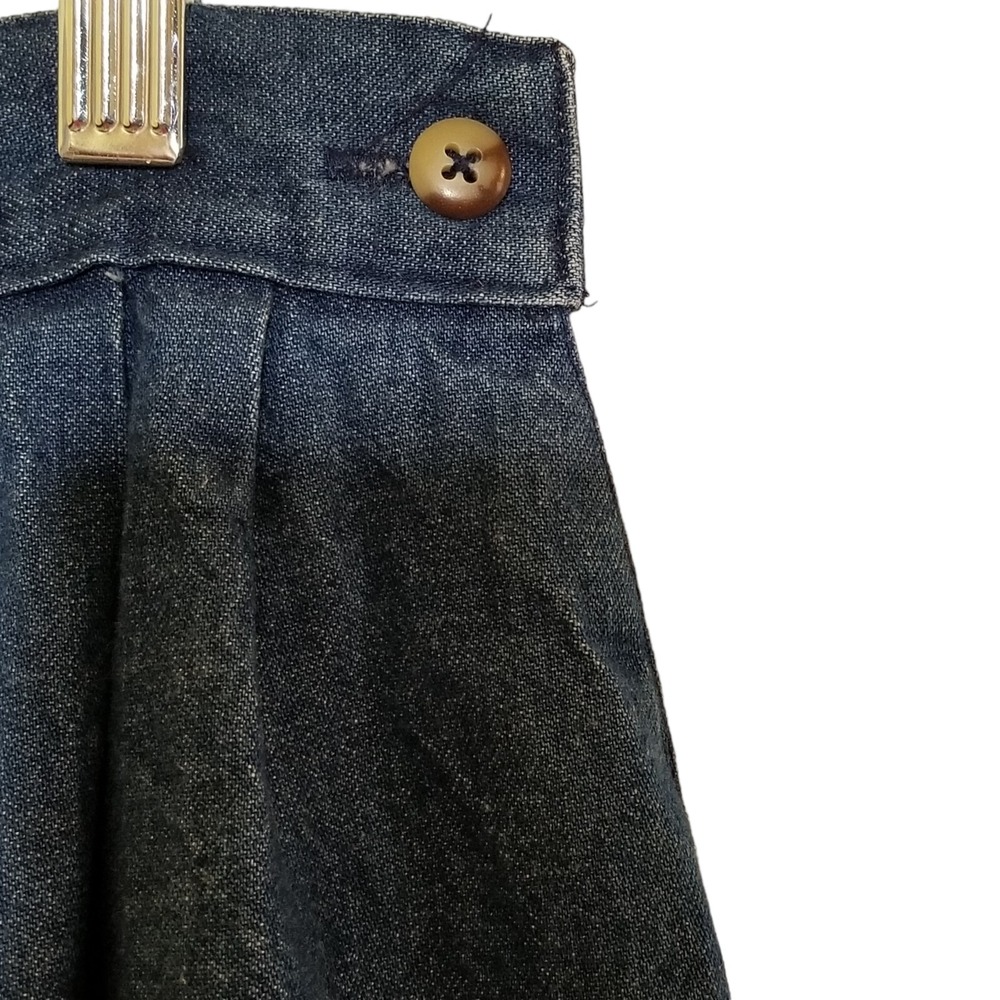 Vtg 80s Skirt A-Line Long Dark Wash Denim Mom S Pleats Elastic Pockets Modest - Picture 6 of 14